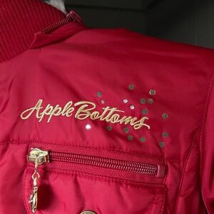 Apple Bottoms Red fur jacket with rhinestones